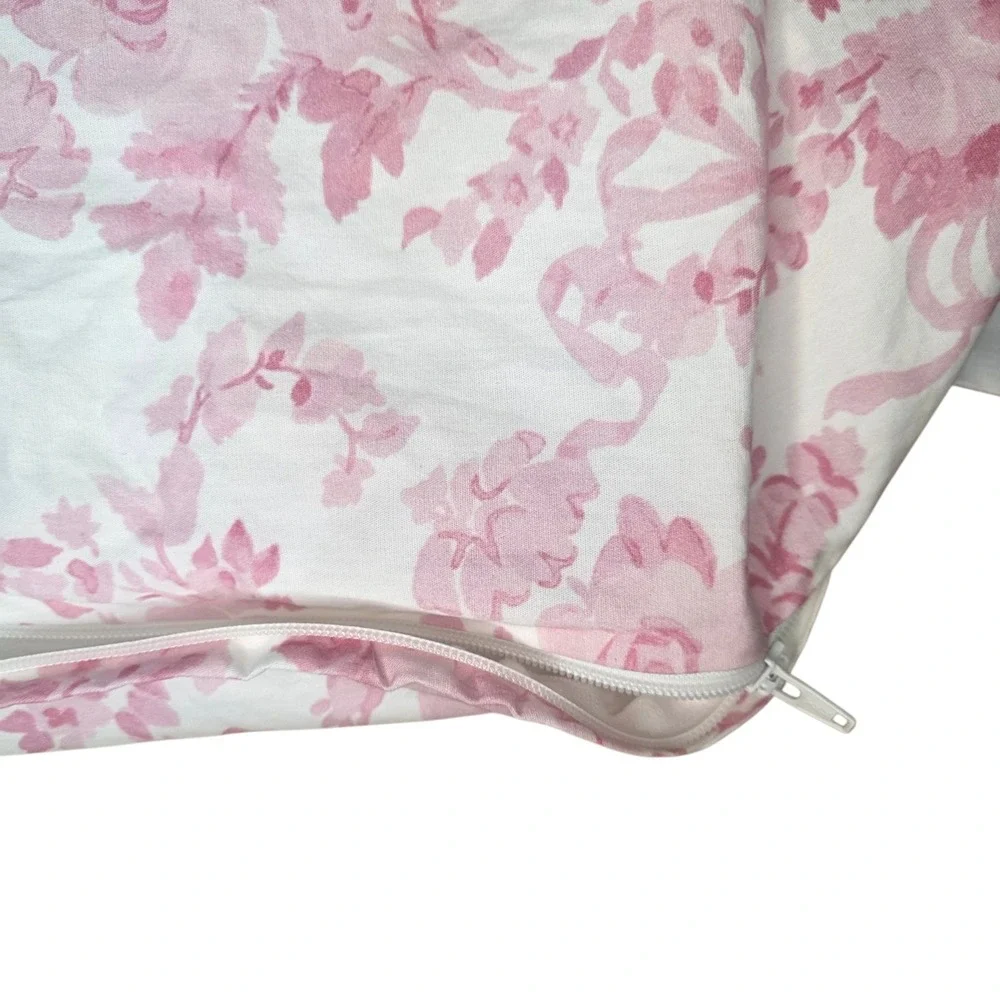 LoveShackFancy Pottery Barn Teen Pink Damask Floral Backrest Pillow Cover